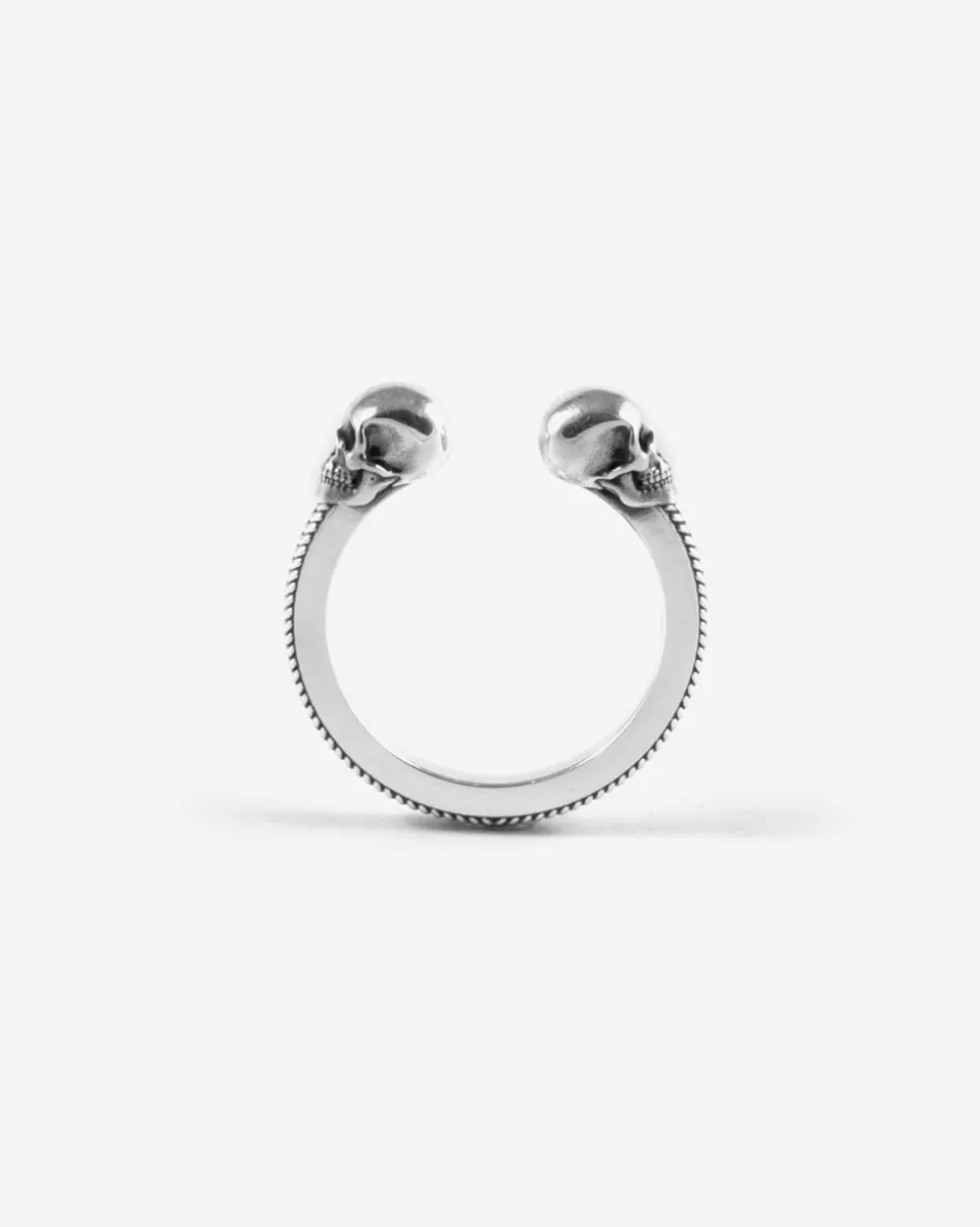ANELLO BACKBONE IN ARGENTO CON TESCHI