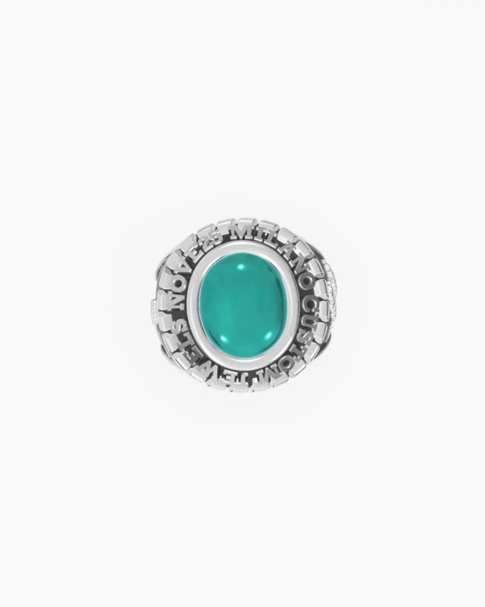 ANELLO CELEBRATIVO OVALE PERSONALIZZABILE IN ARGENTO