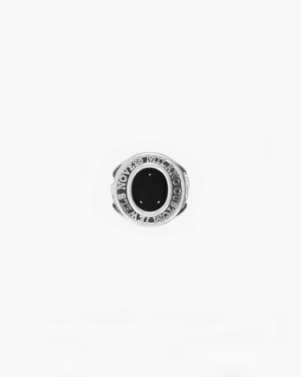 ANELLO CELEBRATIVO OVALE MINI PERSONALIZZABILE IN ARGENTO