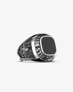 ANELLO CELEBRATIVO QUADRATO PERSONALIZZABILE IN ARGENTO