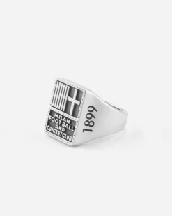 ANELLO CHEVALIER AC MILAN 125 ANNIVERSARIO CON LOGO 1899 IN ARGENTO