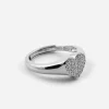 ANELLO CHEVALIER CUORE REGOLABILE IN ARGENTO CON PAVÈ DI BRILLANTI
