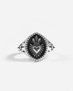 ANELLO CHEVALIER EX ASTRA IN ARGENTO CON CUORE EX VOTO