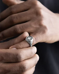 ANELLO CHEVALIER EX ASTRA IN ARGENTO CON CUORE EX VOTO