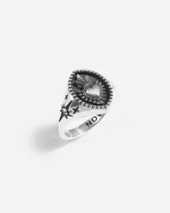 ANELLO CHEVALIER EX ASTRA IN ARGENTO CON CUORE EX VOTO