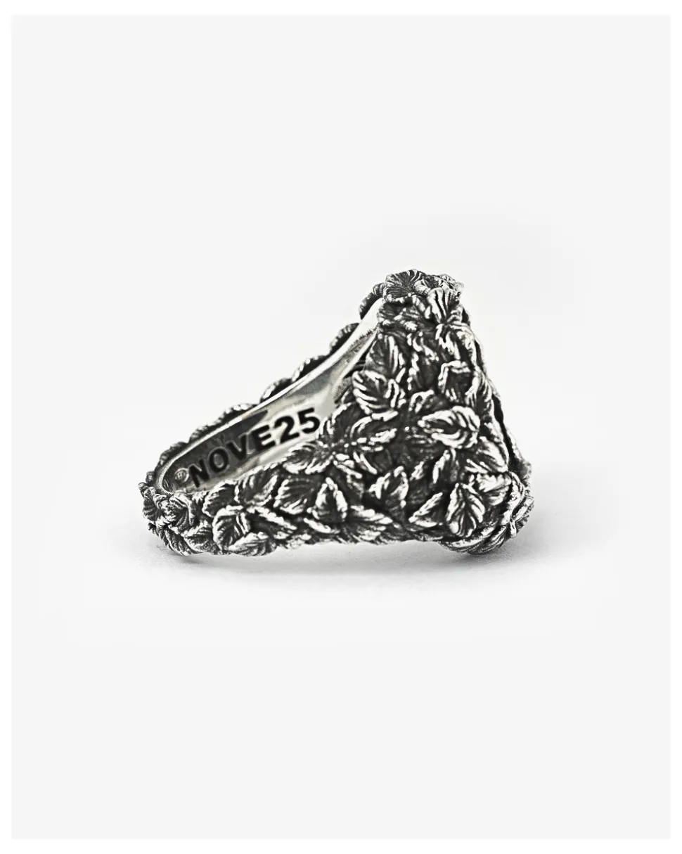 ANELLO CHEVALIER FOGLIE CON PIETRA NERA