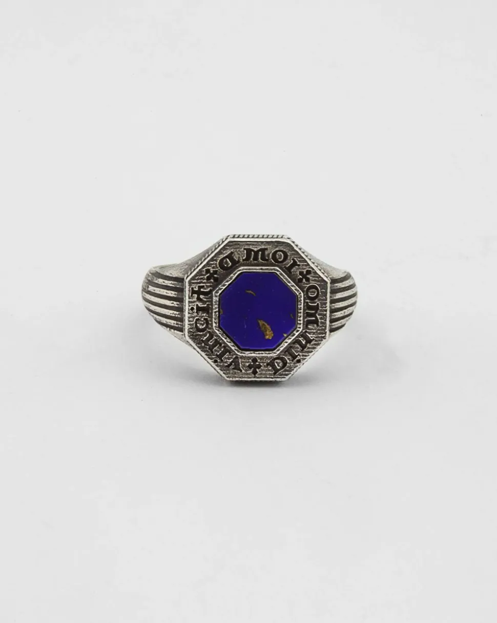 ANELLO CHEVALIER OMNIA VINCIT AMOR IN ARGENTO