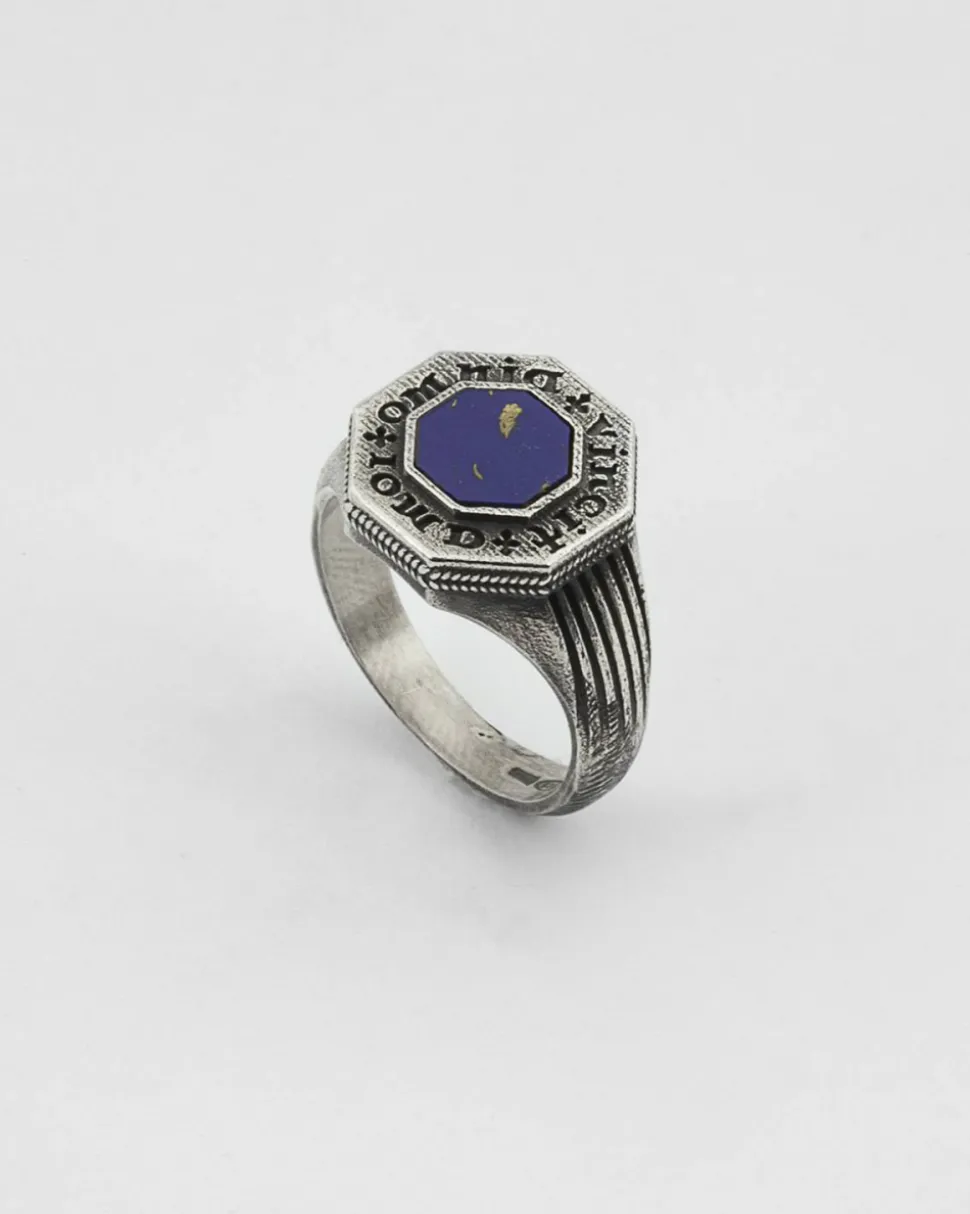 ANELLO CHEVALIER OMNIA VINCIT AMOR IN ARGENTO