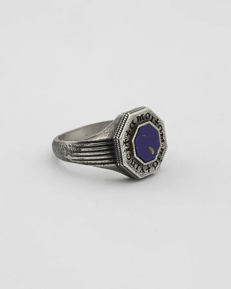 ANELLO CHEVALIER OMNIA VINCIT AMOR IN ARGENTO
