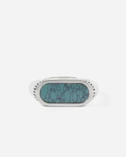 ANELLO CHEVALIER ORIZZONTALE SOURCE IN ARGENTO CON PIETRA TURCHESE