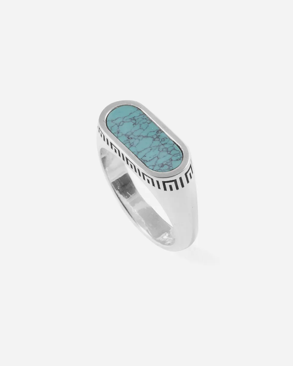 ANELLO CHEVALIER ORIZZONTALE SOURCE IN ARGENTO CON PIETRA TURCHESE