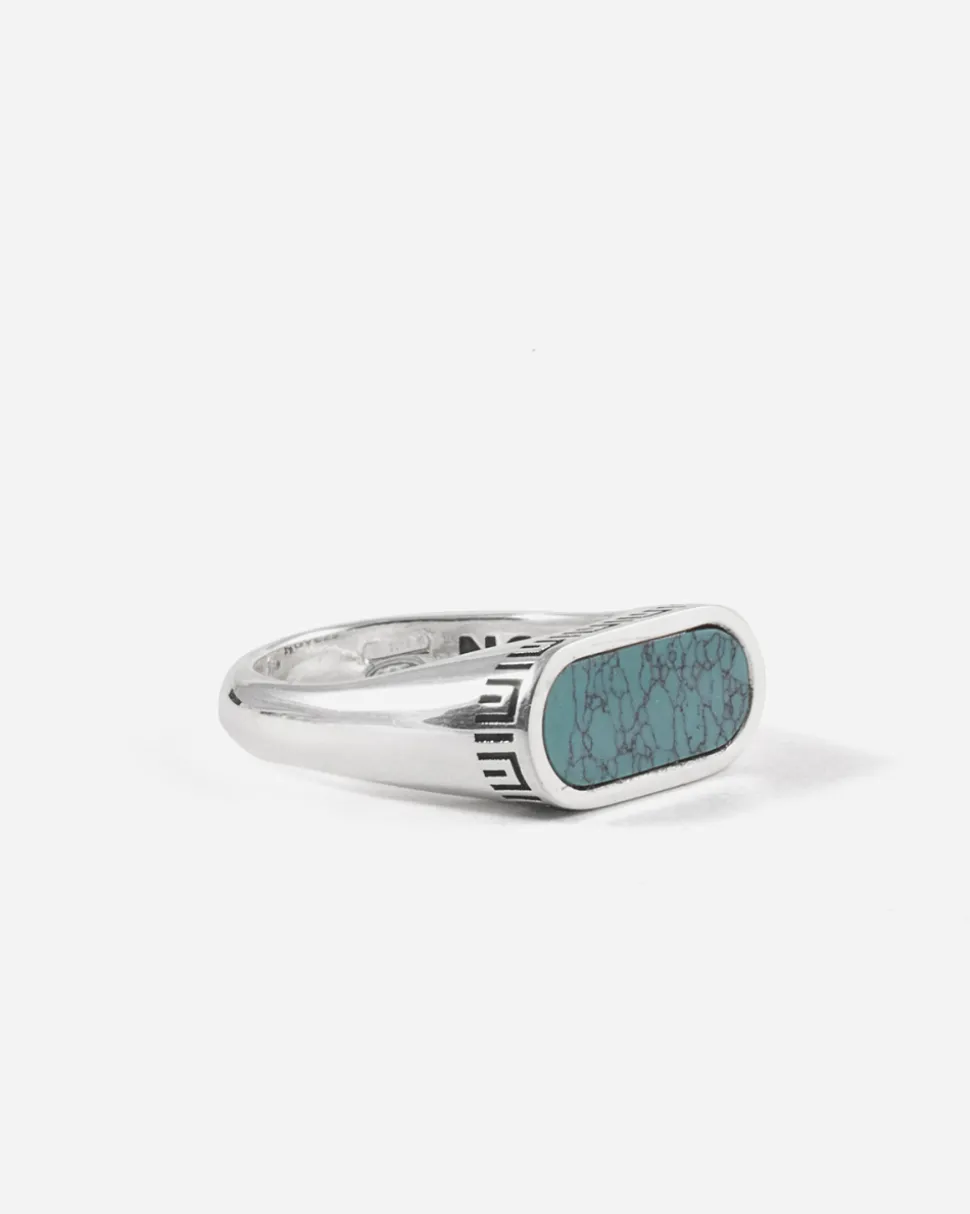 ANELLO CHEVALIER ORIZZONTALE SOURCE IN ARGENTO CON PIETRA TURCHESE