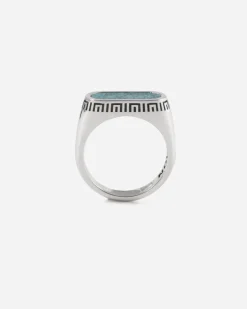 ANELLO CHEVALIER ORIZZONTALE SOURCE IN ARGENTO CON PIETRA TURCHESE