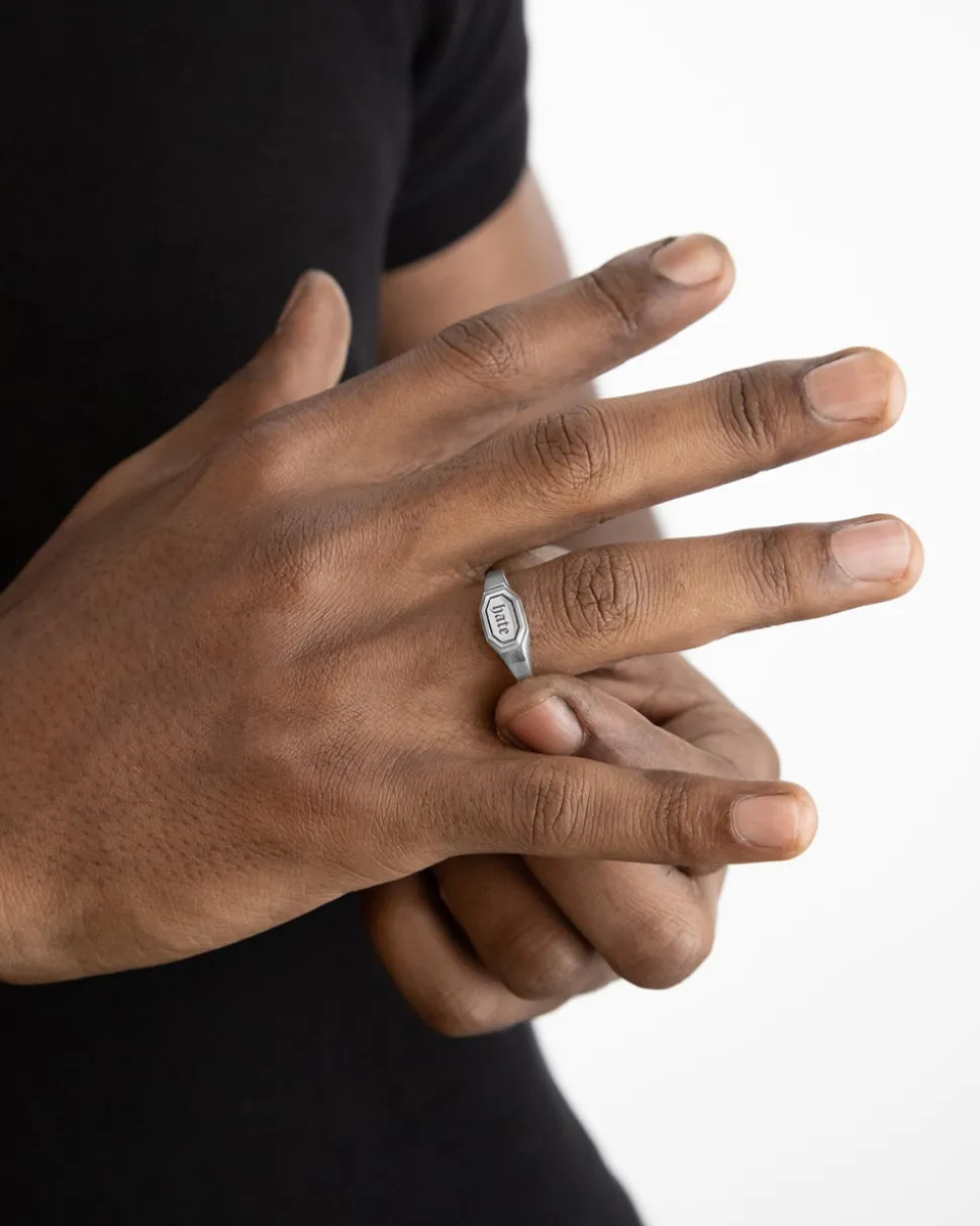 ANELLO CHEVALIER OTTAGONO ORIZZONTALE BALANCE IN ARGENTO PERSONALIZZABILE