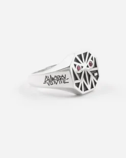 ANELLO CHEVALIER OTTAGONO EYES SOLOMOSTRY IN ARGENTO CON BRILLANTI