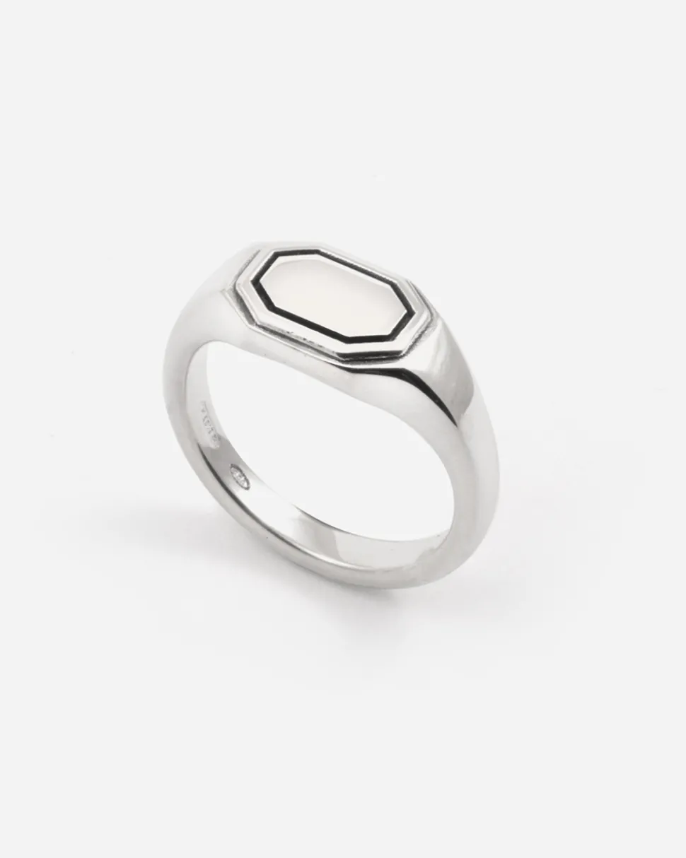 ANELLO CHEVALIER OTTAGONO ORIZZONTALE BALANCE IN ARGENTO