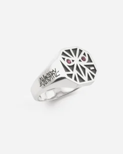 ANELLO CHEVALIER OTTAGONO EYES SOLOMOSTRY IN ARGENTO CON BRILLANTI