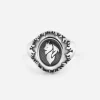 ANELLO CHEVALIER OVALE CON DIAVOLO AC MILAN E FIAMME IN ARGENTO