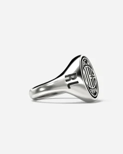 ANELLO CHEVALIER OVALE CON LOGO AC MILAN IN ARGENTO CON INCISIONE PERSONALIZZABILE