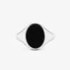 ANELLO CHEVALIER OVALE IN ARGENTO CON SMALTO NERO