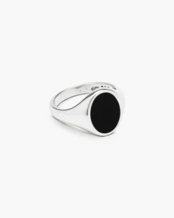 ANELLO CHEVALIER OVALE IN ARGENTO CON SMALTO NERO