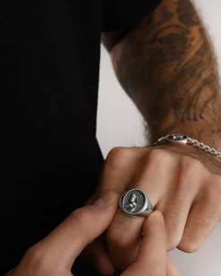 ANELLO CHEVALIER OVALE NETTUNO BOLOGNA FC IN ARGENTO