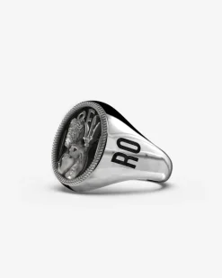 ANELLO CHEVALIER OVALE NETTUNO BOLOGNA FC IN ARGENTO PERSONALIZZABILE
