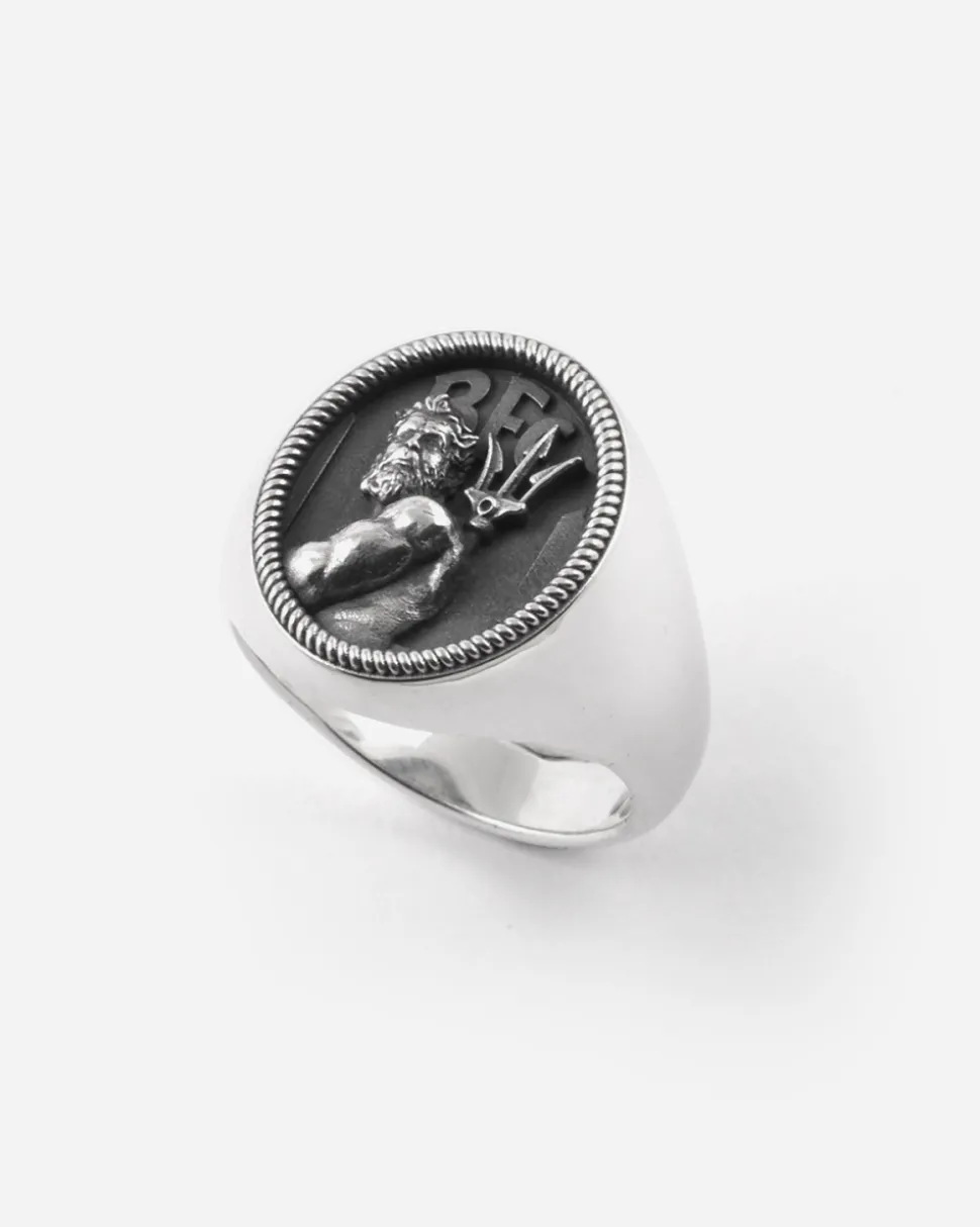 ANELLO CHEVALIER OVALE NETTUNO BOLOGNA FC IN ARGENTO