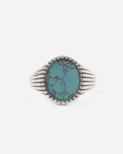 ANELLO CHEVALIER OVALE ORIGIN IN ARGENTO CON PIETRA TURCHESE