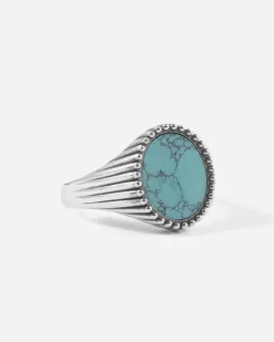 ANELLO CHEVALIER OVALE ORIGIN IN ARGENTO CON PIETRA TURCHESE