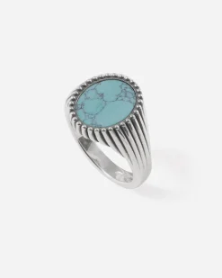 ANELLO CHEVALIER OVALE ORIGIN IN ARGENTO CON PIETRA TURCHESE