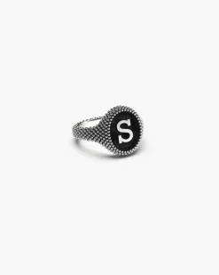 ANELLO CHEVALIER OVALE PUNTINATO CON LETTERA O NUMERO PERSONALIZZATO