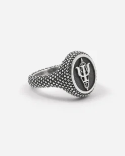 ANELLO CHEVALIER OVALE PUNTINATO IN ARGENTO ASIA BRAGONZI