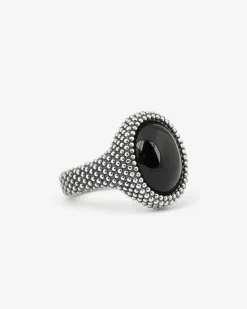 ANELLO CHEVALIER OVALE PUNTINATO CON PIETRA ONICE