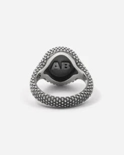 ANELLO CHEVALIER OVALE PUNTINATO IN ARGENTO ASIA BRAGONZI