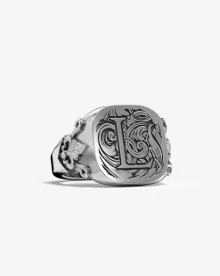 ANELLO CHEVALIER QUADRATO GOTICO CON INCISIONE PERSONALIZZATA