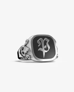 ANELLO CHEVALIER QUADRATO GOTICO CON LETTERA INIZIALE PERSONALIZZATA