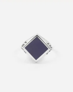 ANELLO CHEVALIER ROMBO IN ARGENTO CON SMALTO VIOLA FIORENTINA