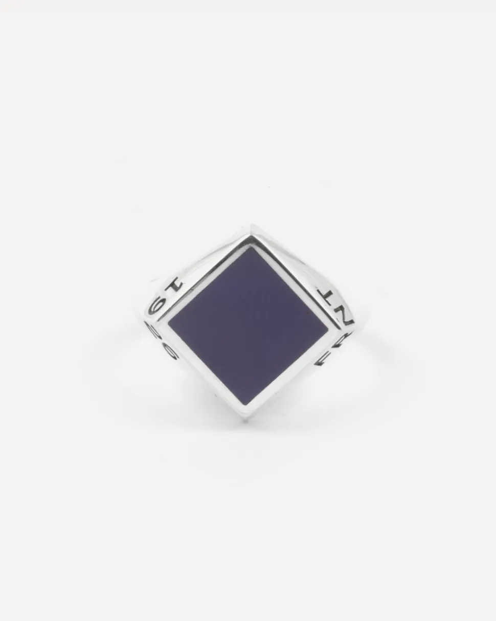 ANELLO CHEVALIER ROMBO IN ARGENTO CON SMALTO VIOLA FIORENTINA