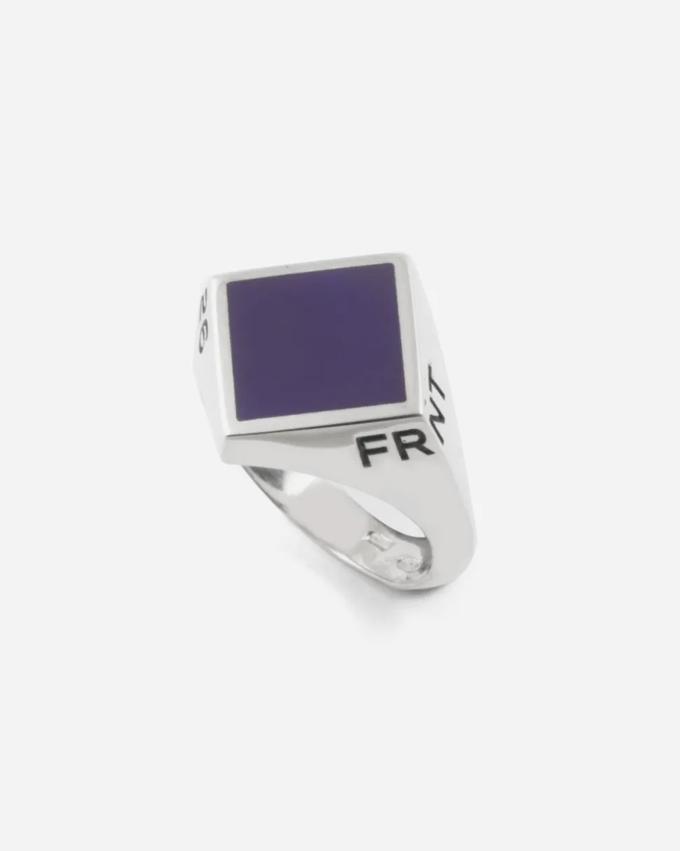 ANELLO CHEVALIER ROMBO IN ARGENTO CON SMALTO VIOLA FIORENTINA