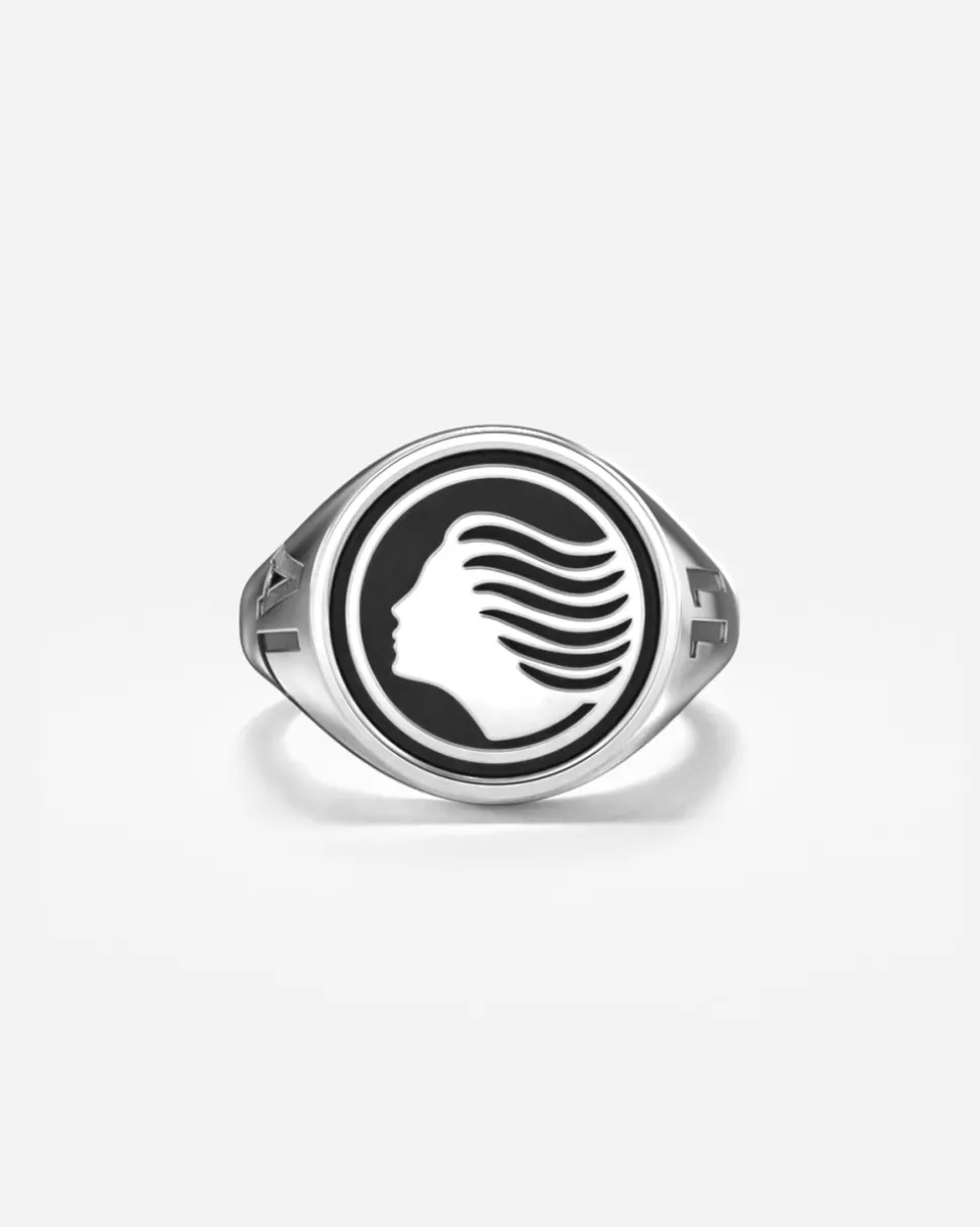 ANELLO CHEVALIER TONDO CON LOGO DEA ATALANTA IN ARGENTO PERSONALIZZABILE