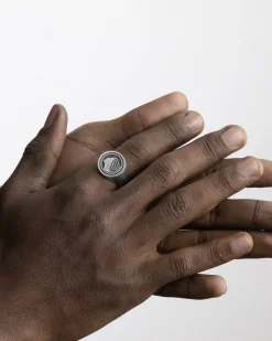 ANELLO CHEVALIER TONDO CON LOGO DEA ATALANTA IN ARGENTO