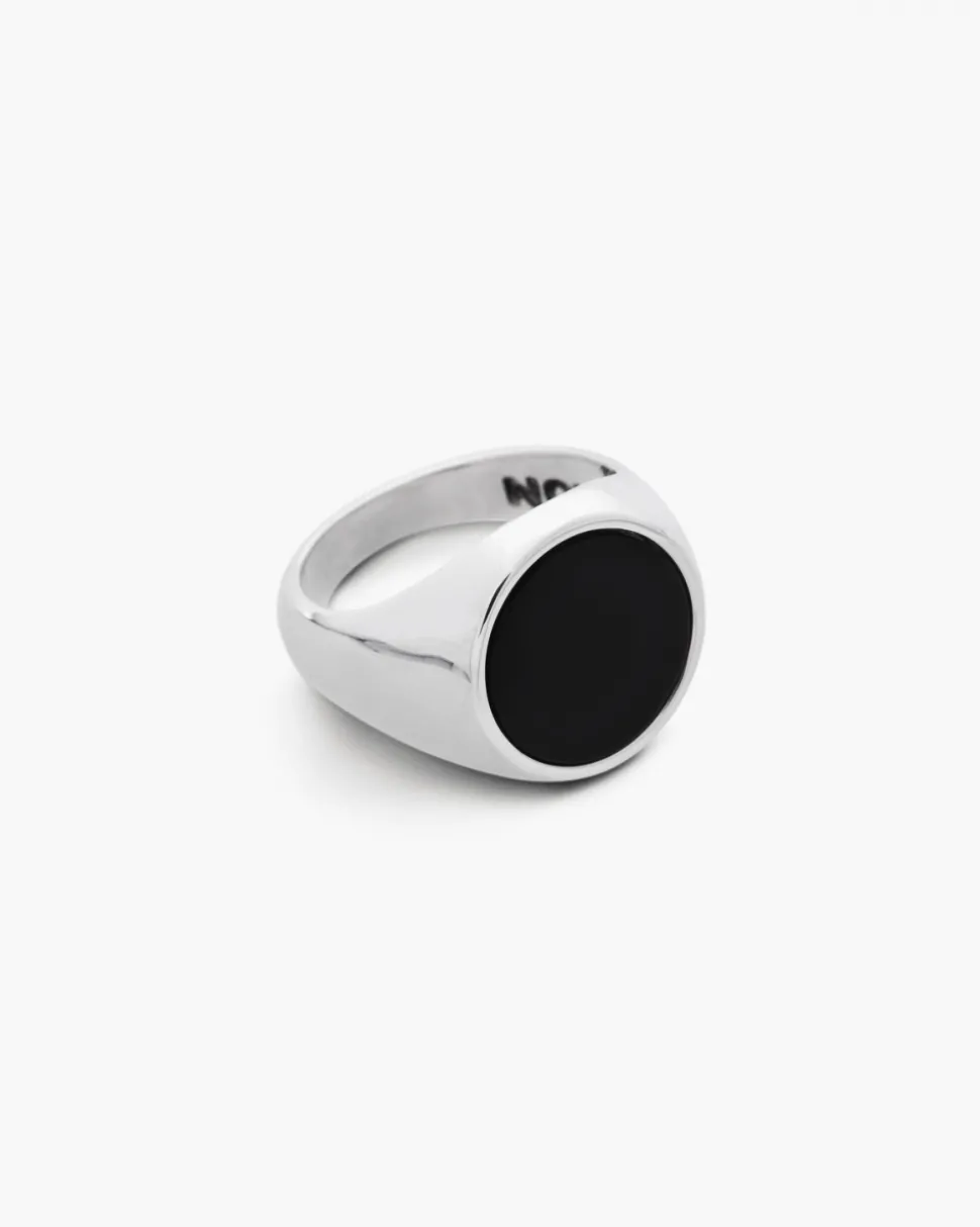 ANELLO CHEVALIER TONDO CON SMALTO NERO