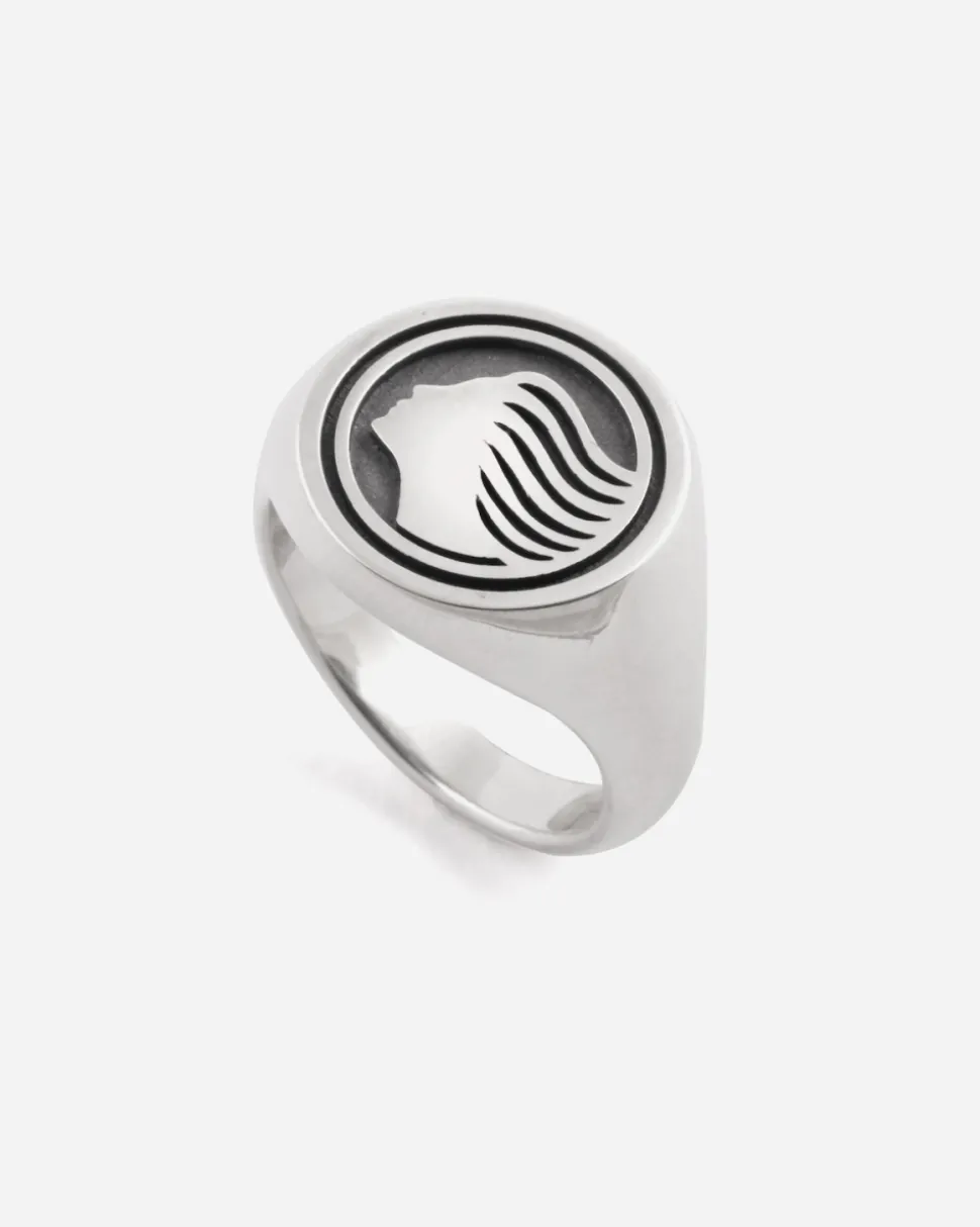ANELLO CHEVALIER TONDO CON LOGO DEA ATALANTA IN ARGENTO