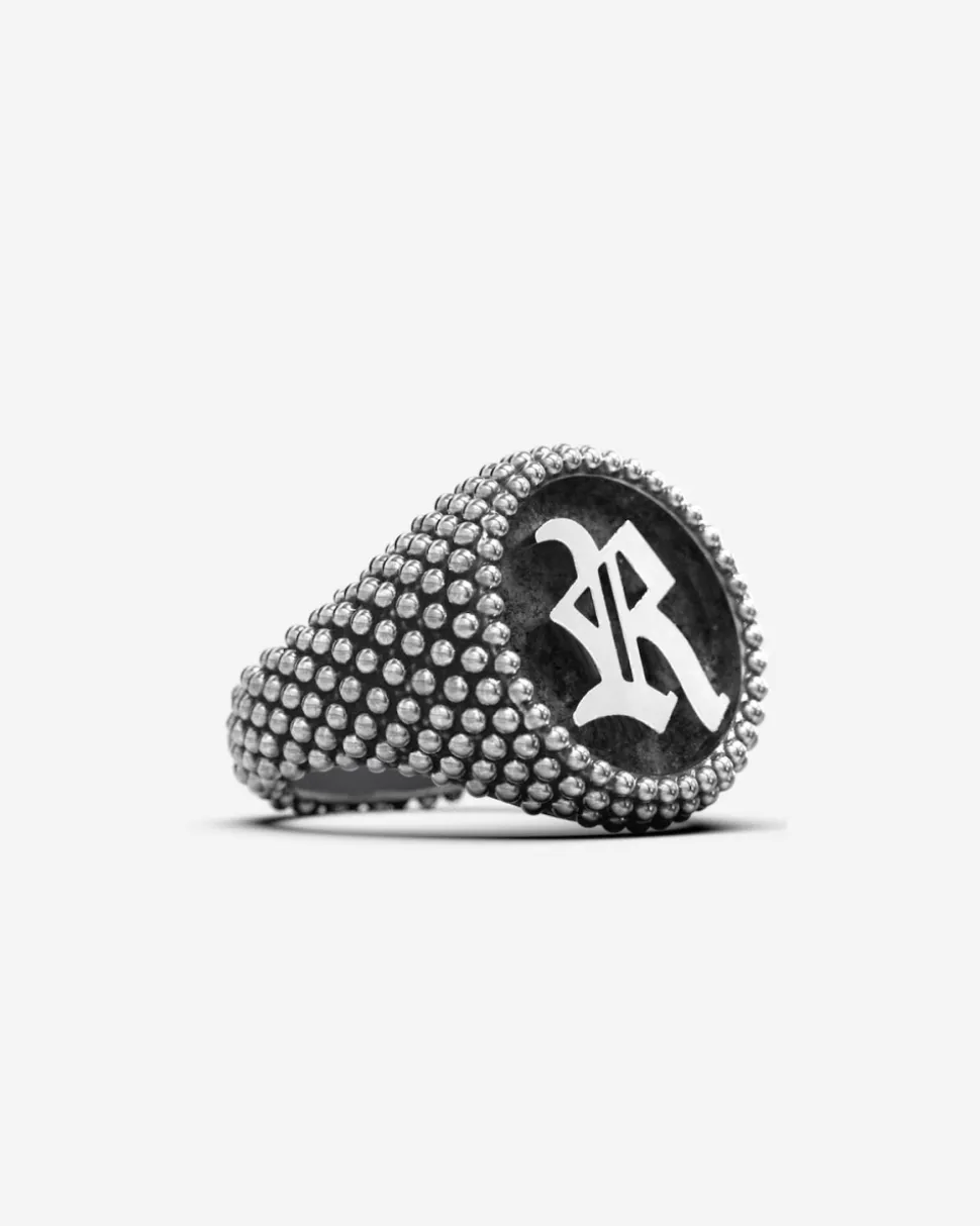 ANELLO CHEVALIER TONDO PUNTINATO CON LETTERA INIZIALE PERSONALIZZABILE