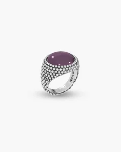 ANELLO CHEVALIER TONDO PUNTINATO CON PIETRA PERSONALIZZABILE