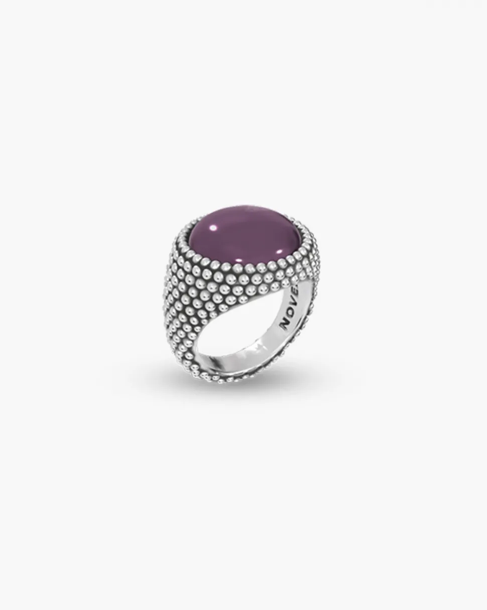 ANELLO CHEVALIER TONDO PUNTINATO CON PIETRA PERSONALIZZABILE