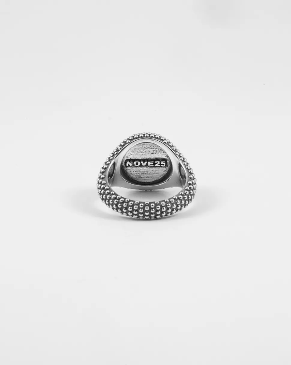 ANELLO CHEVALIER TONDO PUNTINATO CON LETTERA INIZIALE PERSONALIZZABILE