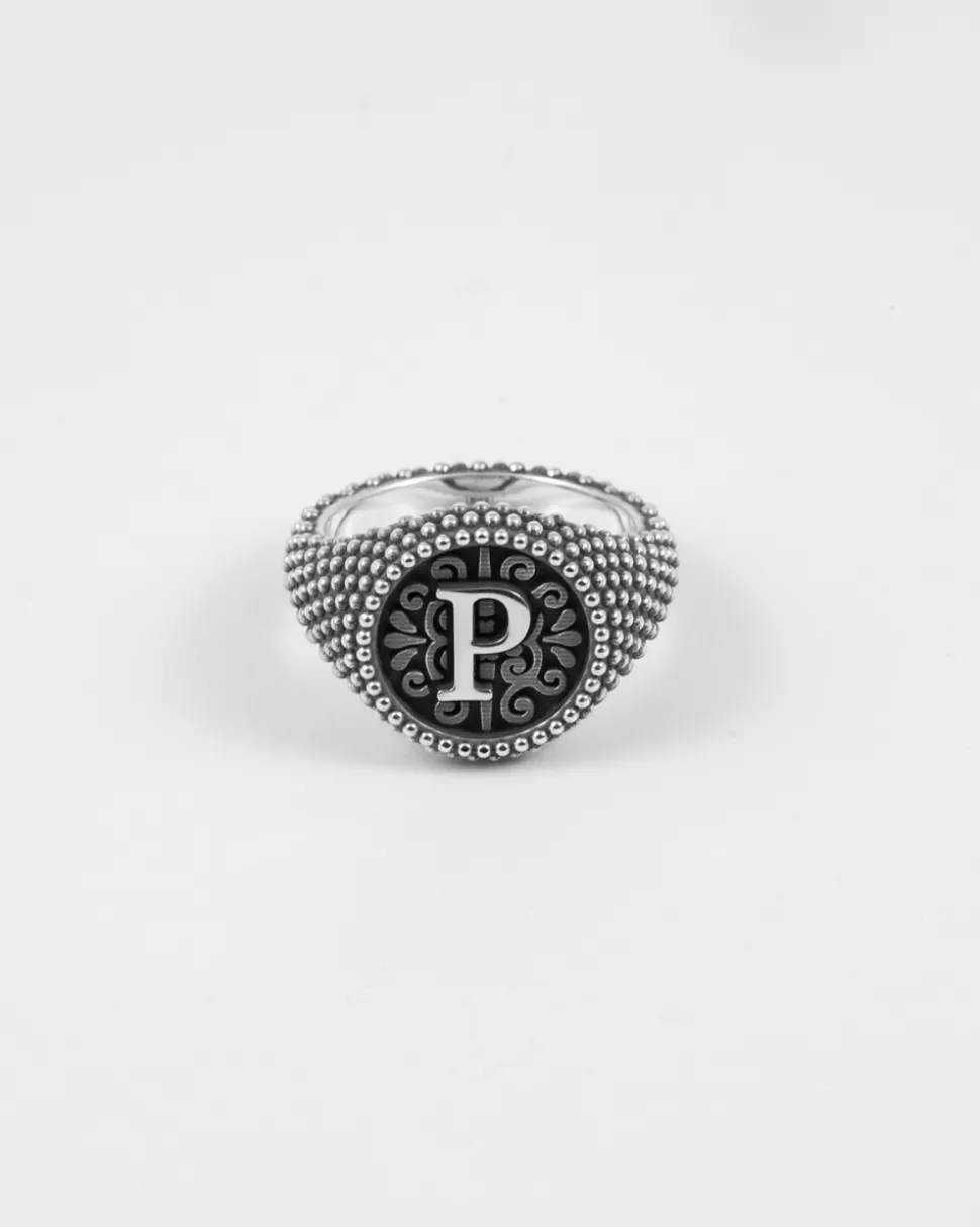 ANELLO CHEVALIER TONDO PUNTINATO CON LETTERA INIZIALE PERSONALIZZABILE