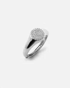 ANELLO CHEVALIER TONDO REGOLABILE IN ARGENTO CON PAVÈ DI BRILLANTI
